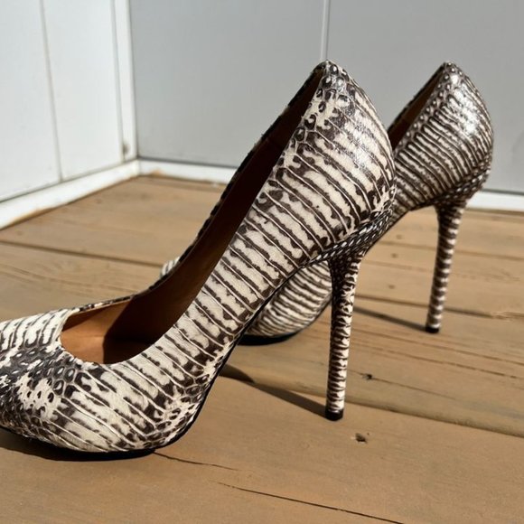 L.A.M.B. platform dress pump high heels round toe snakeskin - Picture 1 of 5